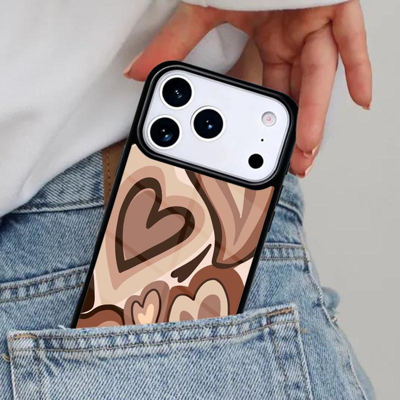 Latte Love Braunes Herz Ästhetische Handyhülle für iPhone 17ProMax 12 13 14 15 16e 17 Pro Max Plus Air Cover