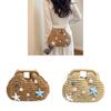 Beach Vacation Straw Bag With Shell Shape And Chain Strap For Summer Resort Wear