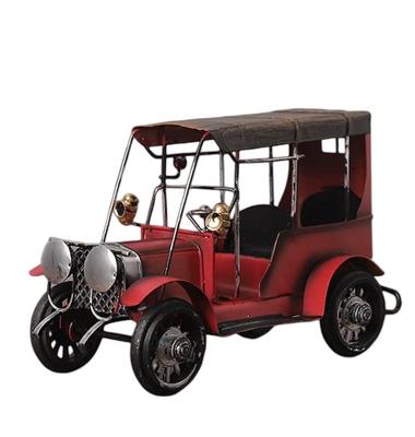Ein einfaches Blechstil Klassisches Auto Miniatur Antik Retro Dekoration Ausstellungsstück Innenraumzubehör (rot)