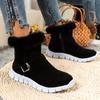 Winter Thermal Insulated Boots Warm Plush Lined Ankle Boots Fluffy Trim Side Zipper Boots Women'S Footwear