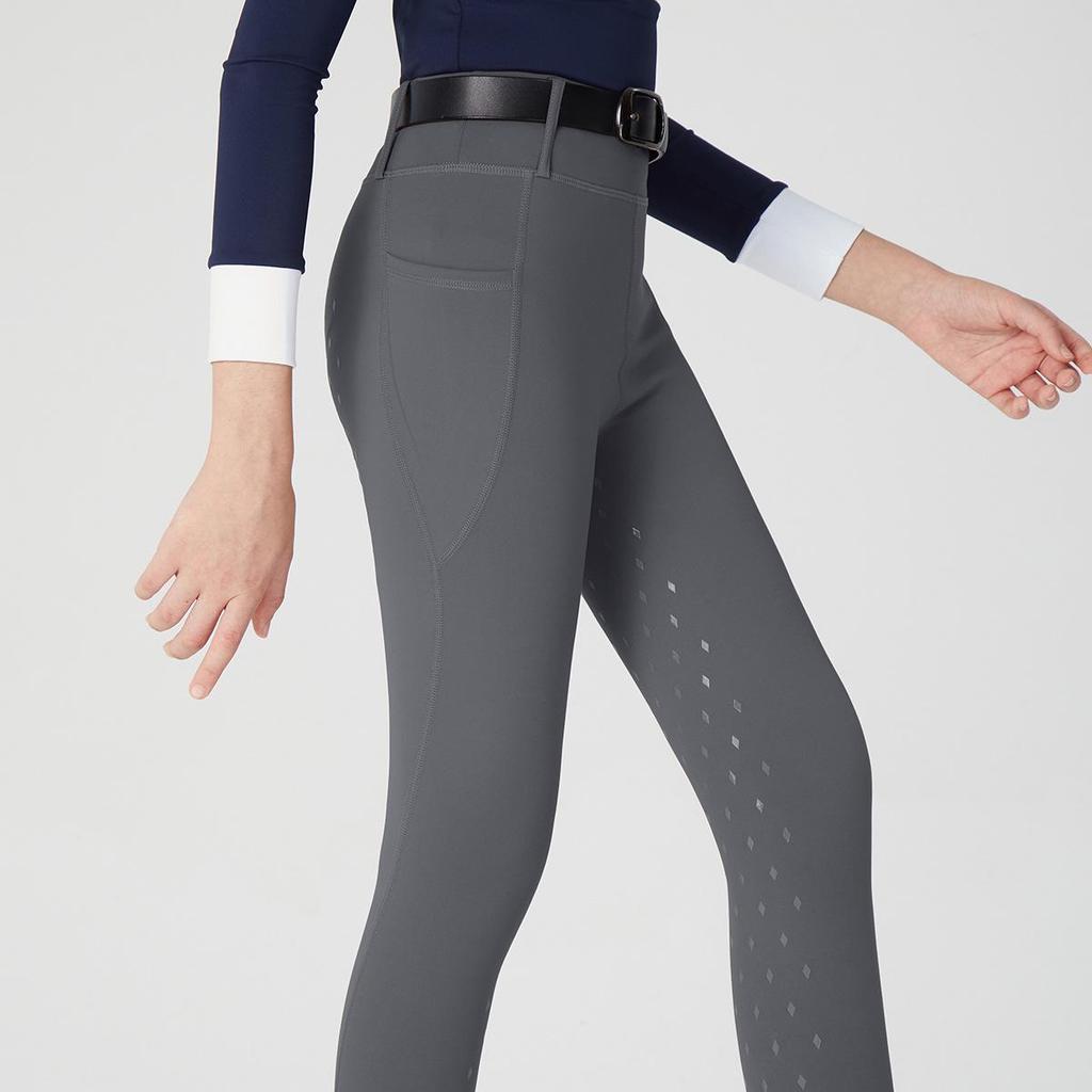 Unisex Children's Equestrian Pants with Full Seat Silicone Grip, Pockets & High Waist Elastic Design