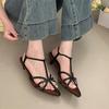 Fashion Bailamos Summer New Women Sandals Fashion Narrow Band Ladies Gladiator Shoes Thin Low Heel Ankle Strap Dress Party Shoes Mujer