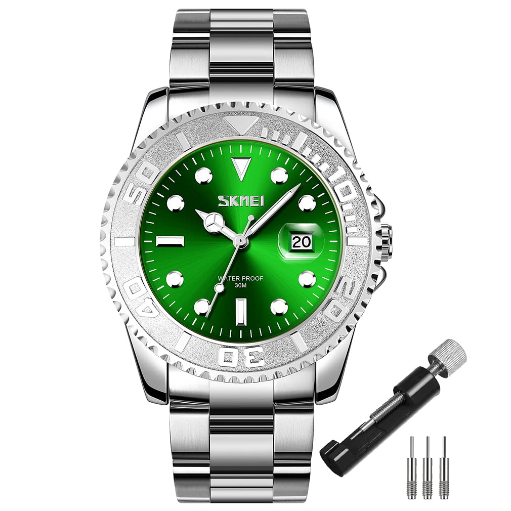 

Мужские часы водонепроницаемые серебряные брендовые стильные деловые наручные часы из нержавеющей стали с металлическим ремешком мужские кварцевые аналоговые повседневные часы рейтинг роскошные настоящие зеленые