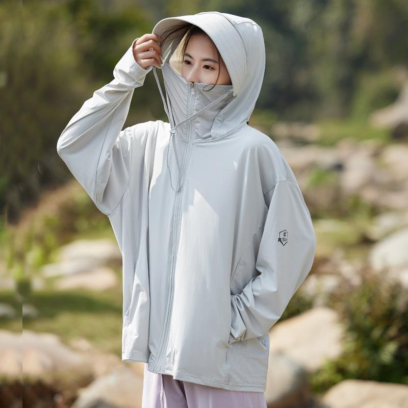 Ice silk sun-protective shirt for women, couple's ultra-thin fishing outdoor skin shirt, UV-resistant breathable sun-protective shirt for men