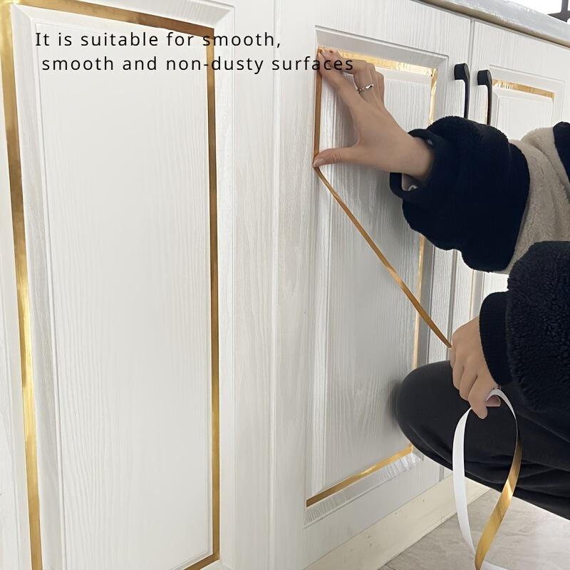 Golden Silvery Floor Edging - 1 Roll, 50m, Waterproof, Self-Adhesive, Glam Style, Shimmery Finish, for Home Decoration