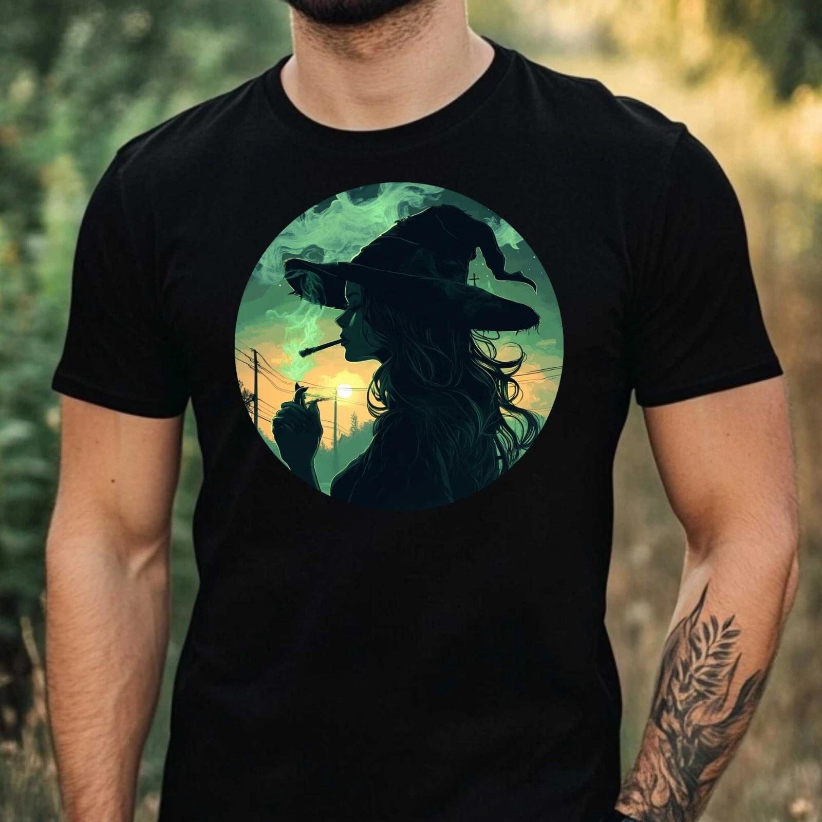 T-Shirt Herren Hexe Raucht Motiv Baumwolle Größe XS bis 5XL L