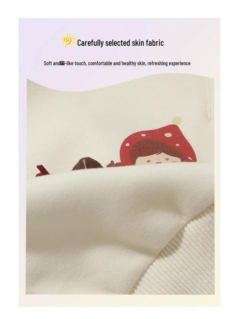 Girls' Cartoon Two-Piece Sweatshirt Set - 2025 Spring/Autumn Fashion, Fake Layered Style Casual Outfit