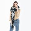 Winter Houndstooth Pattern Faux Cashmere Fringe Scarf For Women