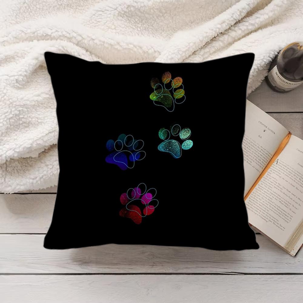 

Dog Footprint Paw Cute Cushion Cover Short Plush DoubleSided Printing Home Machine Washable in Warm Winter Pillow Cover 30x30cm