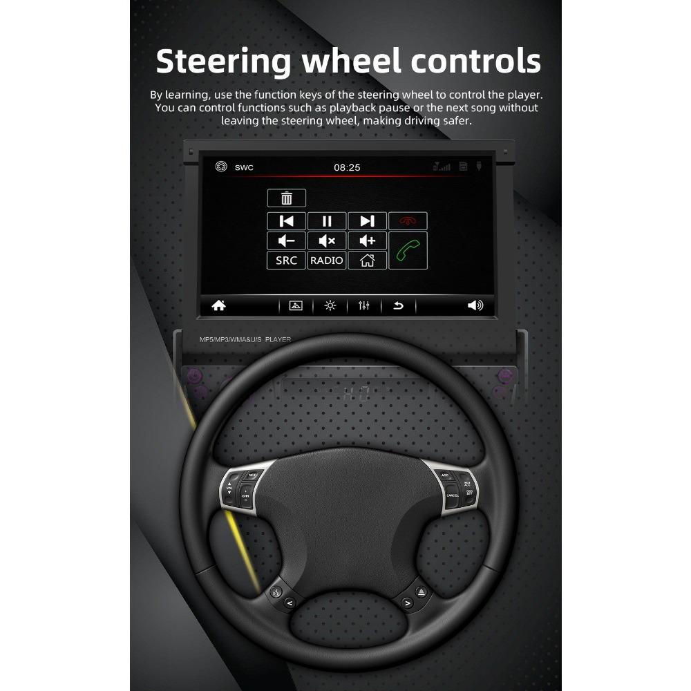 1Din Car Radio Multimedia MP5 Player, 7 inch Universal Navigation with Android Auto & Bluetooth, HD Screen USB TF FM Stereo