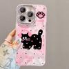 Polka dot black cat bracelet is suitable for Apple 16 feather yarn mobile phone case with bracket 15promax cute 14 lens film 17.
