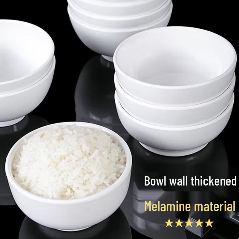 Commercial Drop-Resistant White Melamine Rice Bowl