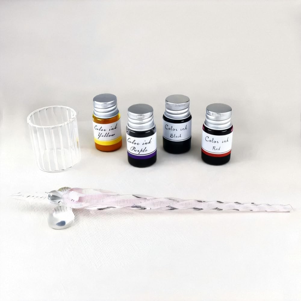 Four Cart Cute Handmade Glass Pen, Pink 4-Color Pen