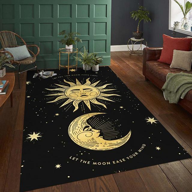 Gothisches Schlafzimmer Tarot Mond Sonne Teppich für Wohnzimmer Heimdekoration Schlafzimmer Bettseite Fußmatte Hexe Gothischer Teppich Heimteppich