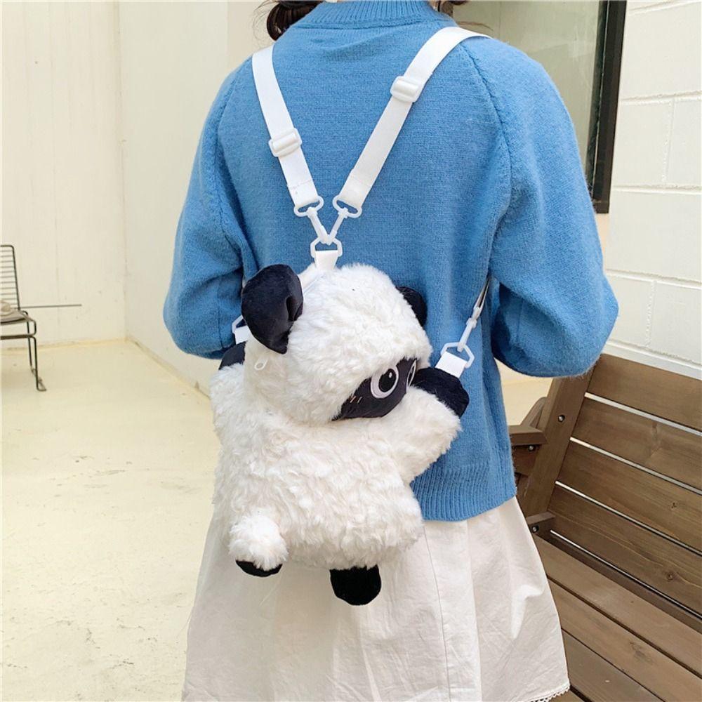 Kawaii Sheep Doll Shoulder Bag Soft Plush Backpack Shopping Animal Lamb Crossbody Bag  Students