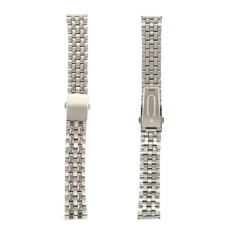 18/20/22mm Five Beads Watchband Classic Stainless Steel Fold Buckle Wristwatch Band
