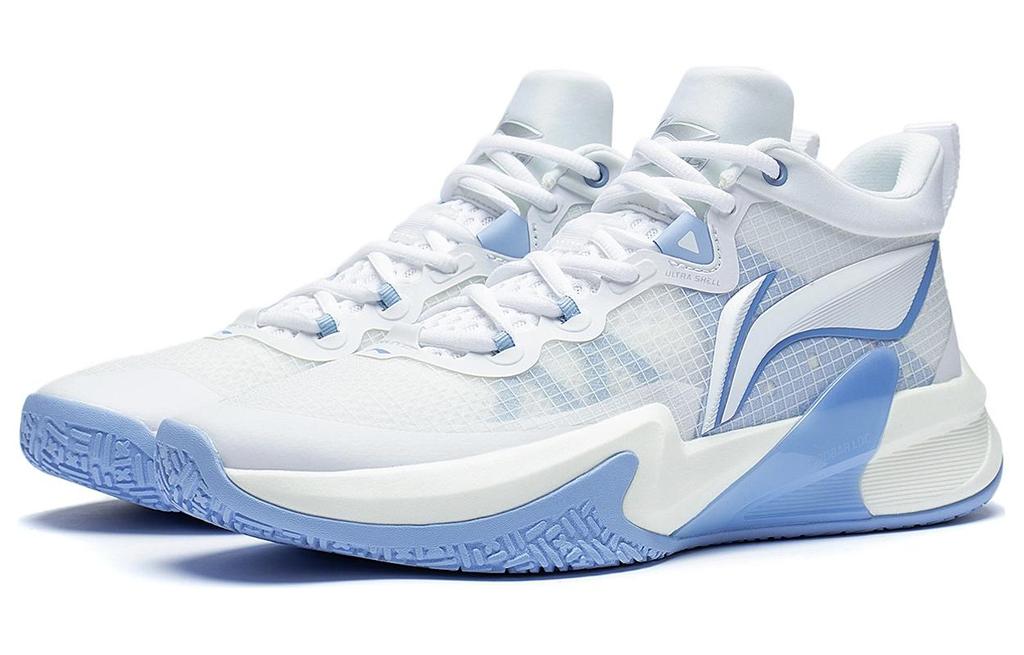 Li Ning Light Speed 1.0 Textile, TPU Low top Basketball Shoes Men's White Blue ABAS041-4