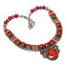 Tibetan Nepal Necklace Natural Red Coral 18" Chunky Ethnic Boho Jewelry NN 737