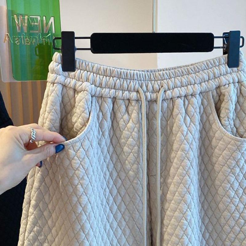 Pants for Women Plus Size Thickened Stretchy Elastic High Waist Long Trousers Solid Colour Fleece Casual Wide Leg Pants