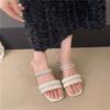 Temperament thick heel high heel slippers women's outerwear 2025 summer new rhinestone transparent crystal with skirt women's sandals