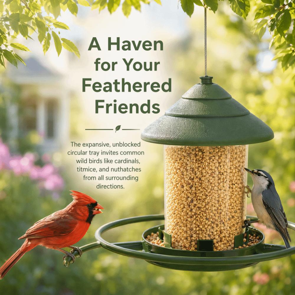 Circular Habitat Hanging Bird Feeder Sure-Lock Cover Bird Food Container Bird Watching
