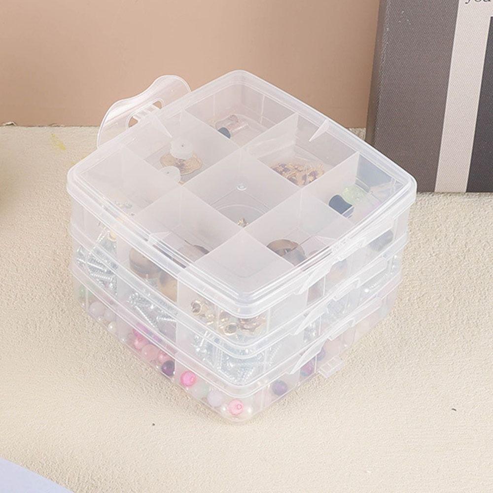 3-Layer Jewelry Beads Box Stackable Transparent Cosmetic Storage Box Hardware Tool Boxes