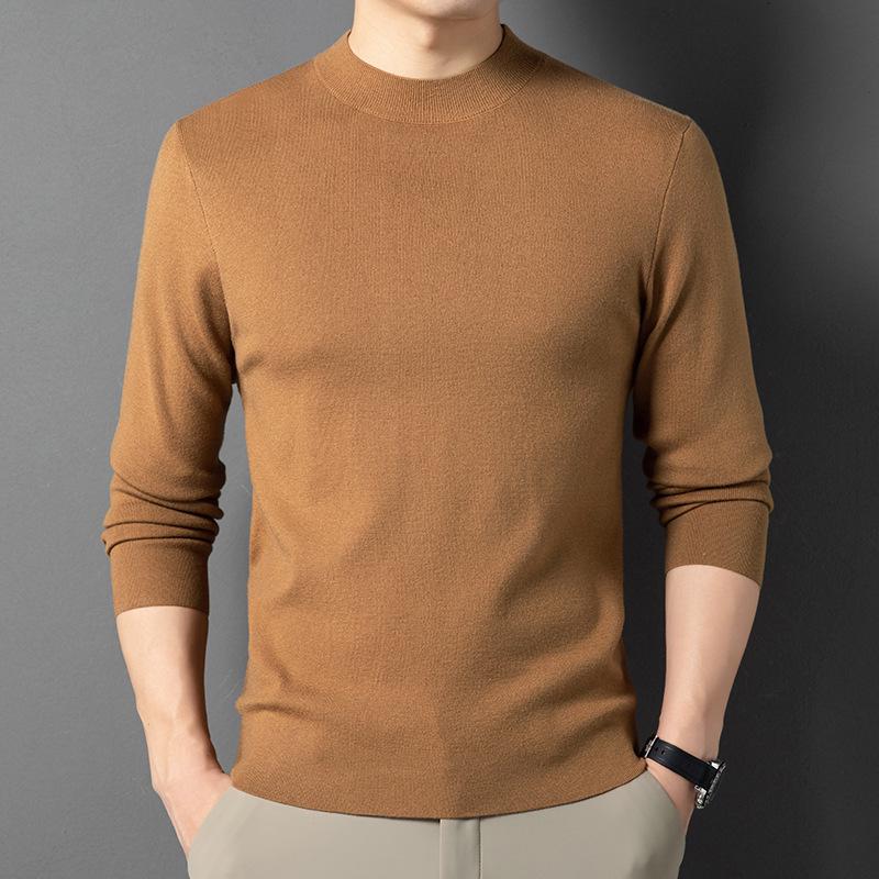 2025 Men's Winter Thickened Sweater: 48ct Fine-Spun, 400g Semi-High Collar, 100% Pure Wool