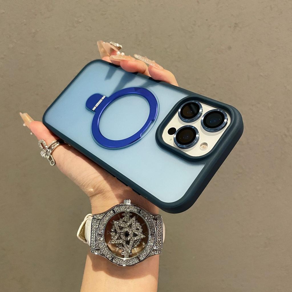 Apple 16PRO Metal Magnetic Suction Bracket Mobile Phone Case Matte iPhone17 Magnetic Suction Advanced Sense Protective Case Is Suitable for