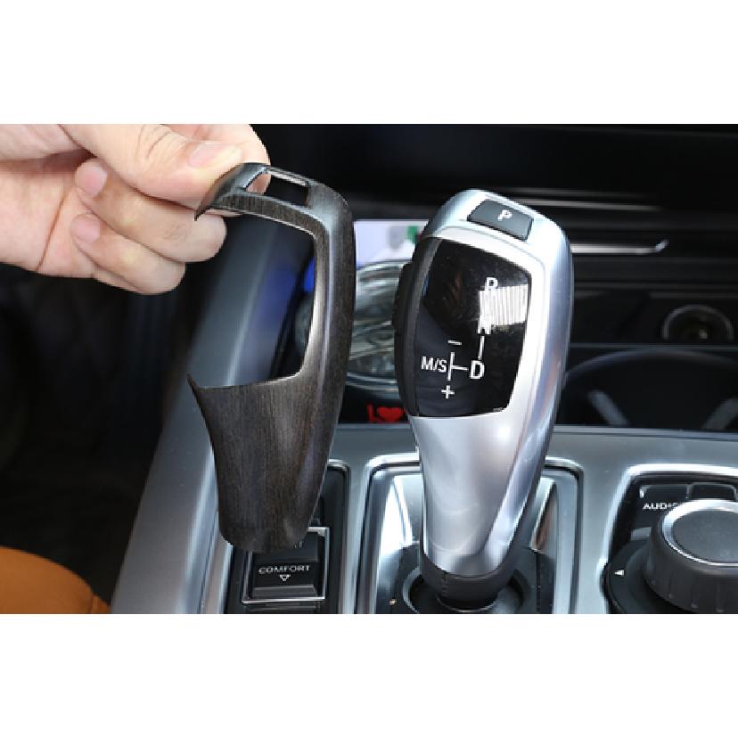 Fit For 2014-2018 BMW X5 X6 Wood Grain Inner Gear Shift Knob Decor Cover Trim