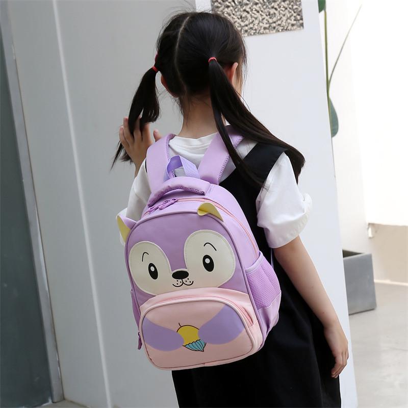 Kids Cartoon Animal Print School Bag With Comfortable Air Cushion Backing For Education
