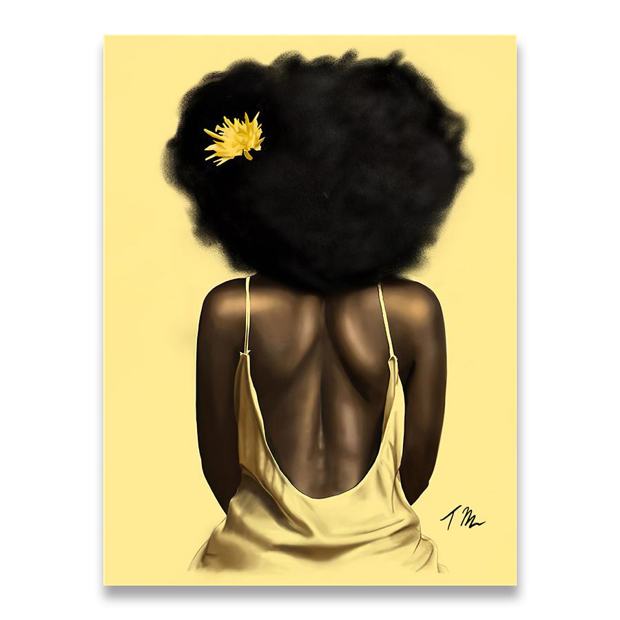 African Art Black Girl Woman Portrait Painting On Canvas Cuadros Poster and Print Scandinavian Wall Art Picture for Living Room