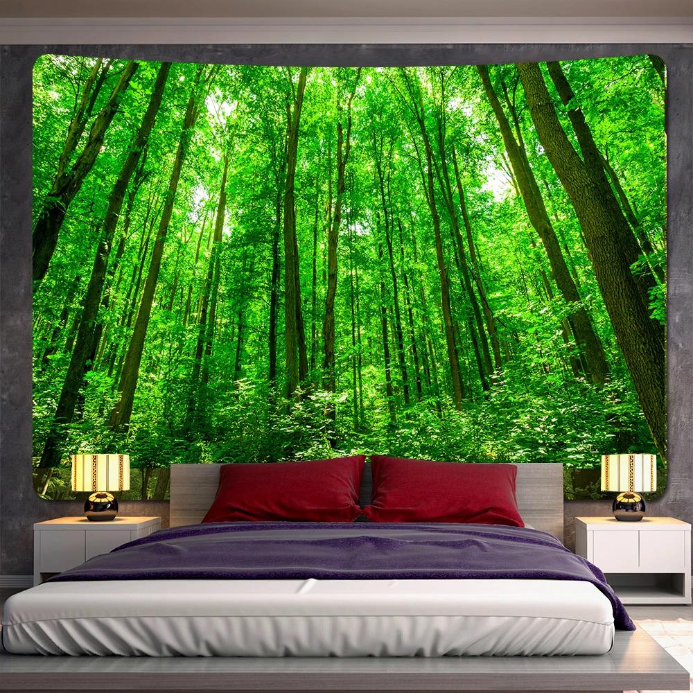 Silent Forest Home Decor Tapestry, Bohemian Hippie Wall Pendant, Bedroom Wall Decoration, Oversized Background Fabric Sheets