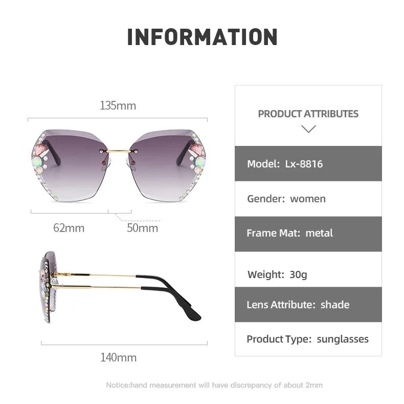 Simulated Diamond Inlaid Sunglasses Trendy Sunscreen/UV Resistant Glasses Decorative Matching