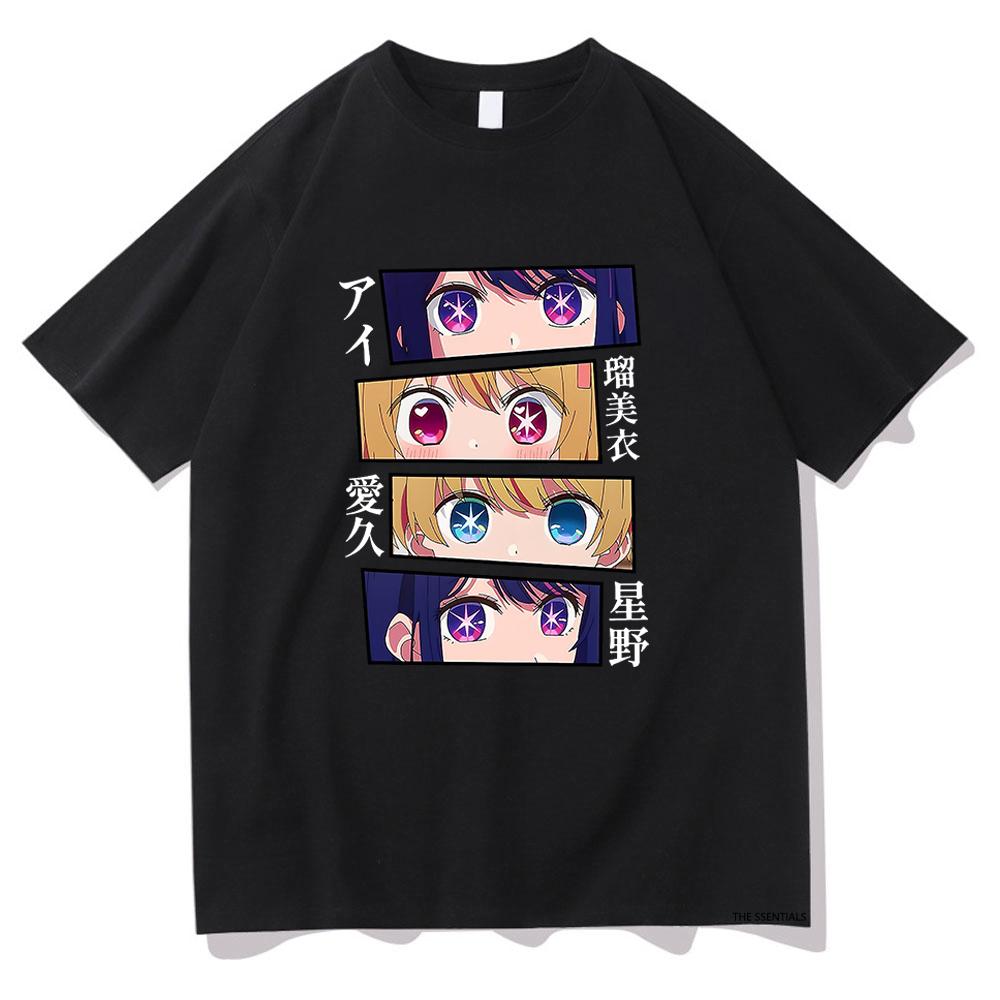 

Oshi no Ko Character Eyes Panel T-Shirt, Ai Ruby Memcho Aqua Graphic Tee, Unisex Anime Casual Top, Soft Cotton Shirt 4XL