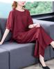 Stylish Cotton Linen Summer Outfit Set for Middle-aged Women - Short Sleeve Top 2026