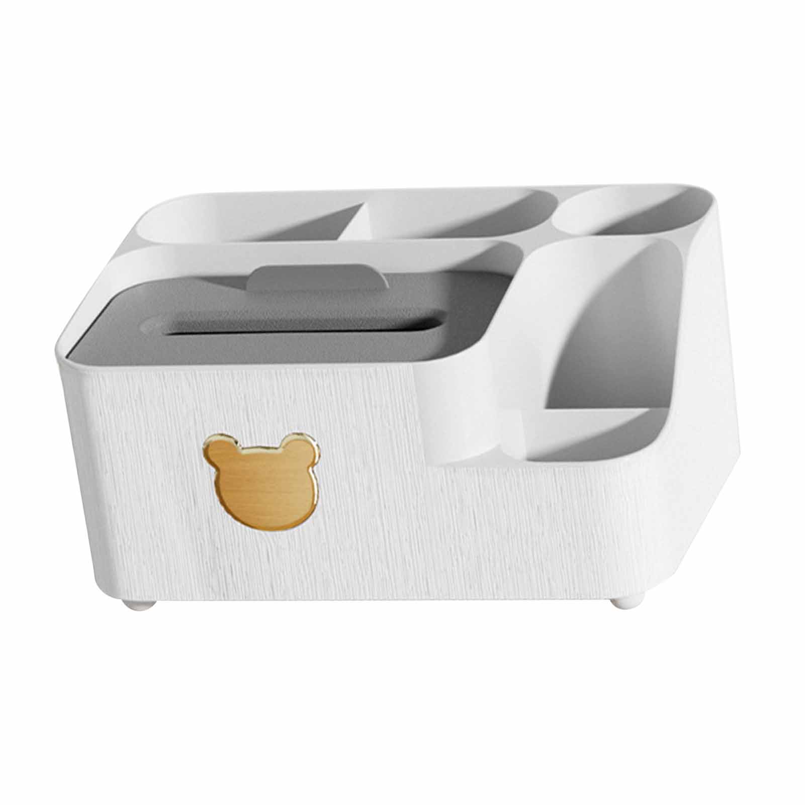 Bear Tissue Box Simple Multifunctional Desktop Tissue Box with Compartments for Living Room