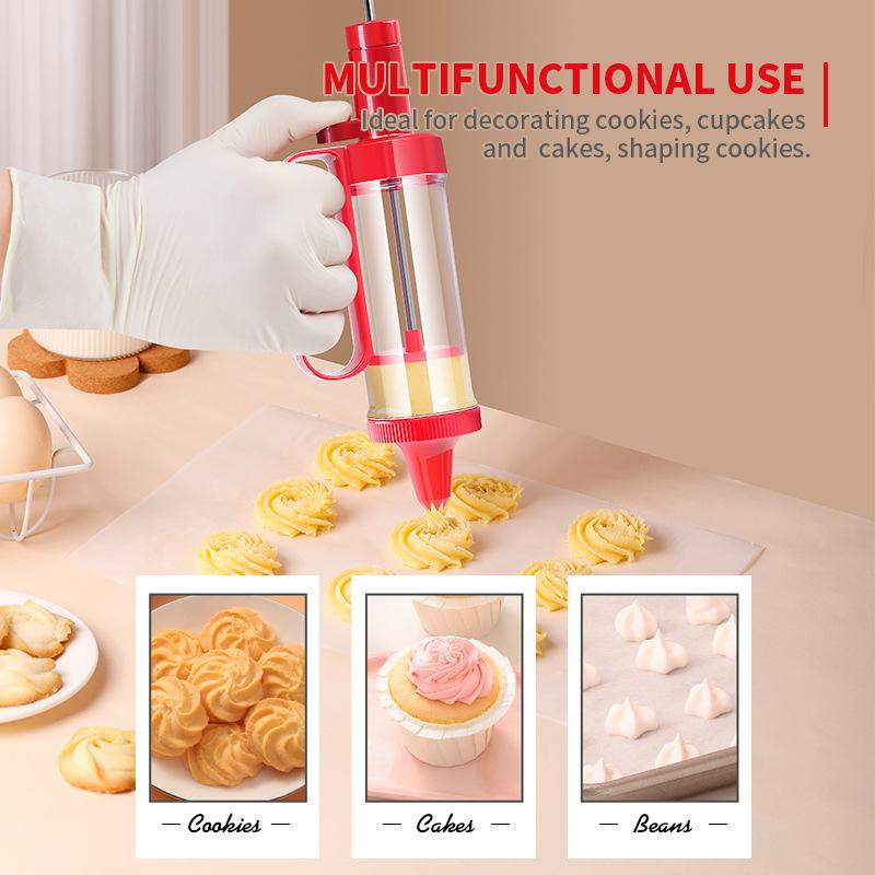 Plastic Cake Cream Decorating Gun Pastry Biscuit Syringe Flower Nozzles Set Dessert Extruder Kitchen Baking Cookie Maker Tools