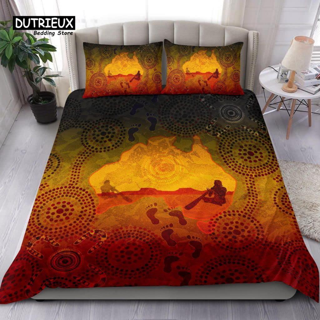 

Purple Australian Original Bedding Set Geometric Pattern Duvet Cover Microfiber Indigenous Style Comforter Cover Twin King Size EU Single(135*200cm)3pcs