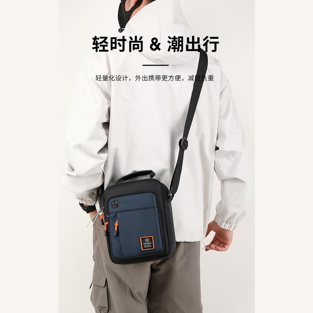 Einfache und geräumige Umhängetasche, lässige Umhängetasche aus Oxford-Gewebe, mehrlagige Kassierstandtasche, Herren-Schultertasche.