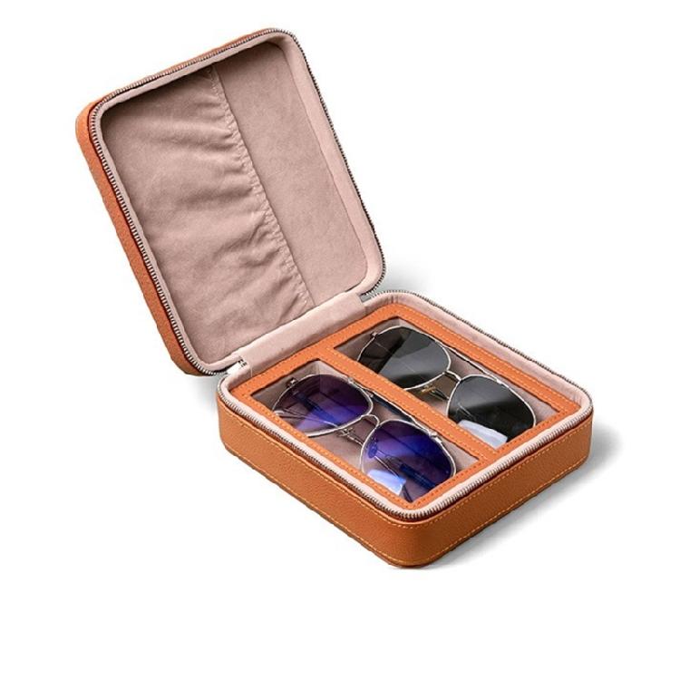 Versatile Sturdy Leather Watch and Eyewear Storage Case with See Through Clear Top for Easy Viewing Home Accessory