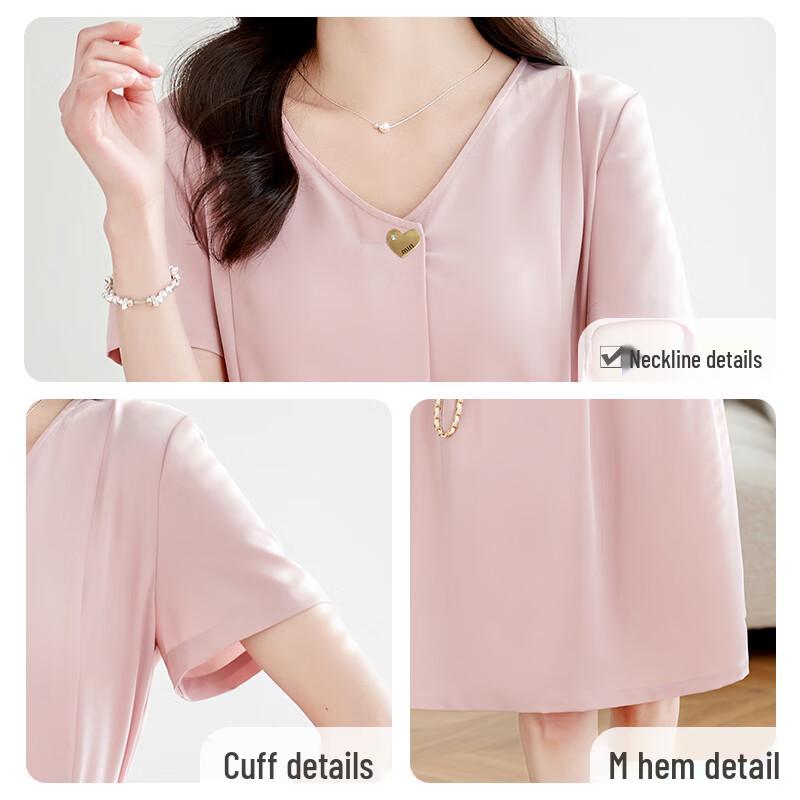 Women's Elegant Solid Short Sleeve Belted Midi Dress