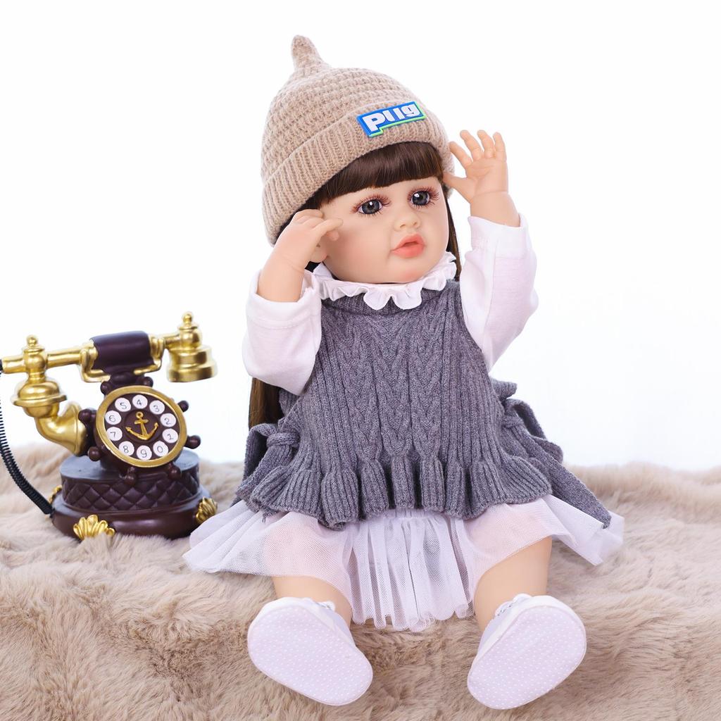 kEIUMI Full Silicone Vinyl 22 Inch Reborn Baby Doll Realistic Skin Look Like Newborn Girl Toys Children Gift