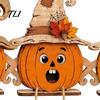Rustic Witch Hat Pumpkin Decor 3PCS Distressed Wooden Ornaments, Hats And Ghost Patches Retro Gothic Mantel Decor, Halloween Farmhouse Style Tabletop