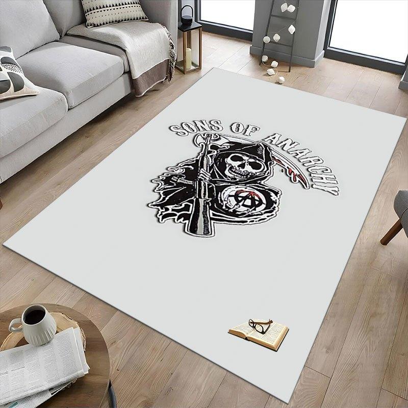 1pc Sons of Anarchy Themed Office Carpet Chair Mats - Durable Polyester Rug for Home Theater, Office, Dorm Room Decor - tA76