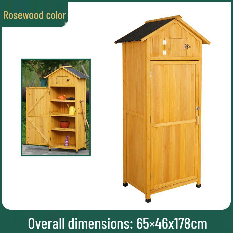 Waterproof Outdoor Wooden Storage Cabinet for Garden Tools - Anti-Corrosion and Sun Protection, Ideal for Courtyard and Balcony Use.