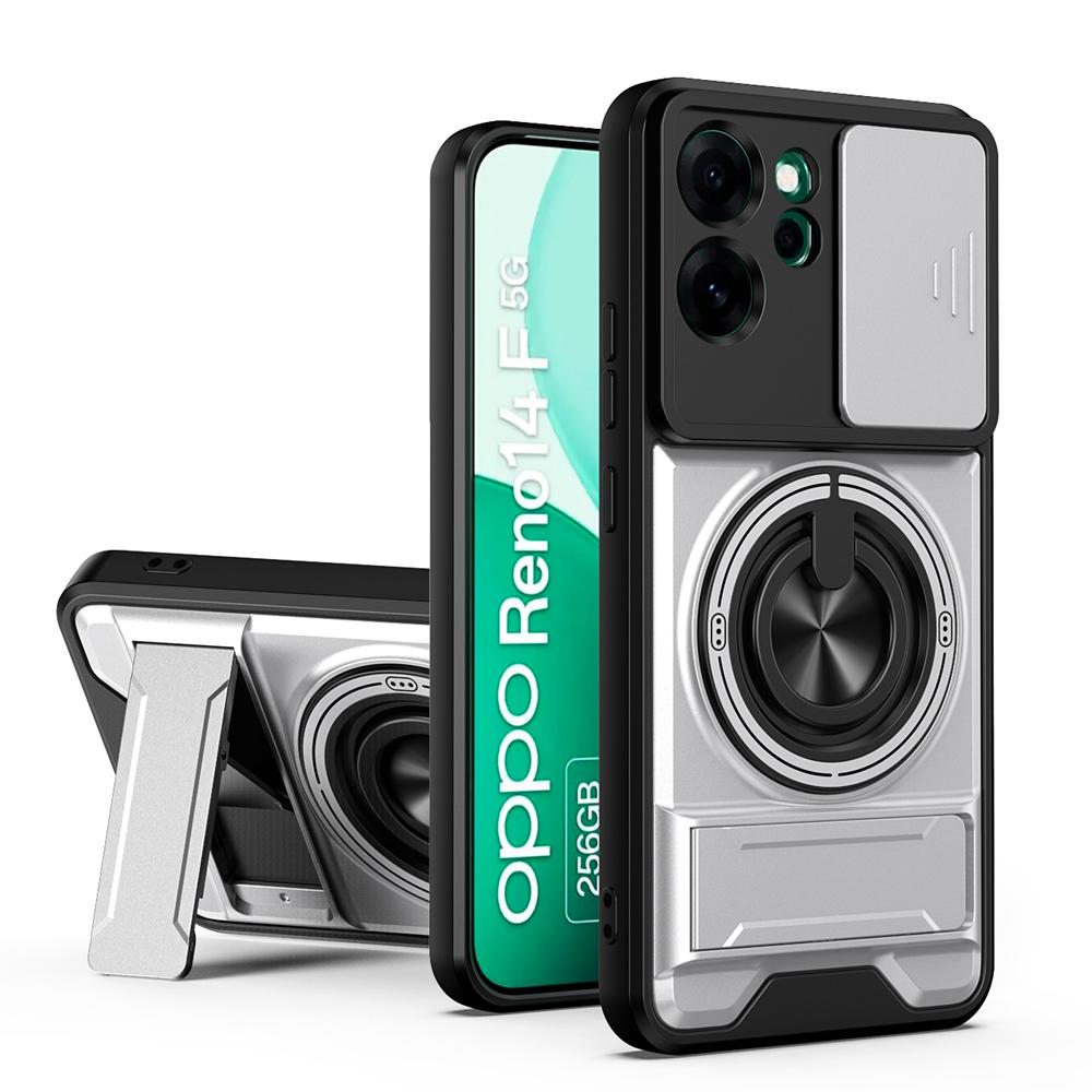 KEYSION Magnetic Phone Case for OPPO Reno14 Pro 5G Reno14 F 5G Slide Camera Protection Upright Kickstand Ring Shockproof Cover