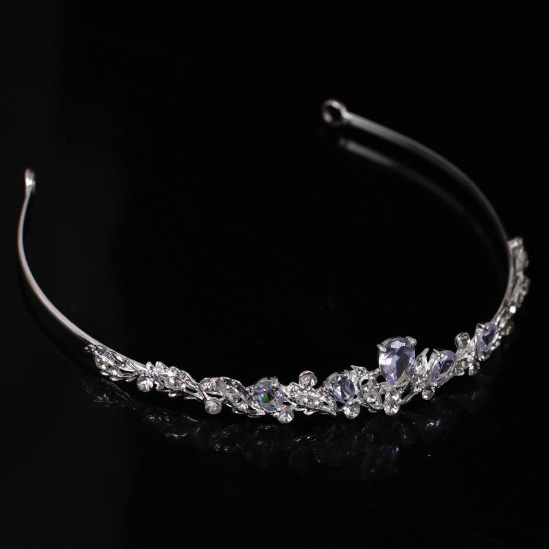 Silver Zirkon Brudtiara Kristall Bröllopskrona Mode Huvudprydnad Strass Håraccessoar för Kvinnor Födelsedagskalas