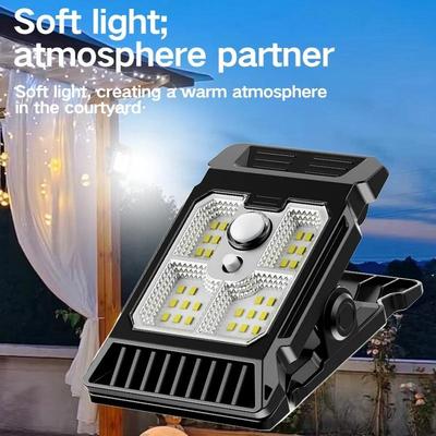 1-6PCS LED Clip On Solar Lights Outdoor Waterproof LEDs Motion Sensor Lights 3 Modes 3 Mounting Ways Solar Security Lighting for Fence Garage