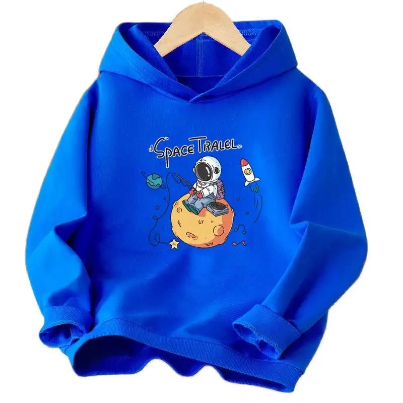 Autumn/Winter Children's Casual Hooded Sweatshirt with Cool Skateboard Pattern-Boys' and Girls' Warmth-Keeping Sp