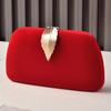 Sac Cabas Carré Rouge Mini Bandoulière Fermoir Feuille Sac à Main pour Femmes Designer de Luxe Velours Petit Sac Téléphone Bandoulière Pochette Mariage